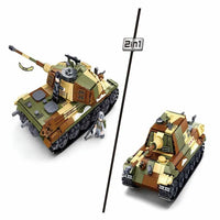 Thumbnail for Building Blocks Military MOC WW2 Tiger Heavy Battle Tank Bricks Toys - 4