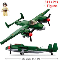Thumbnail for Building Blocks Military MOC WW2 TU - 2 Bomber Aircraft Bricks Toys - 5