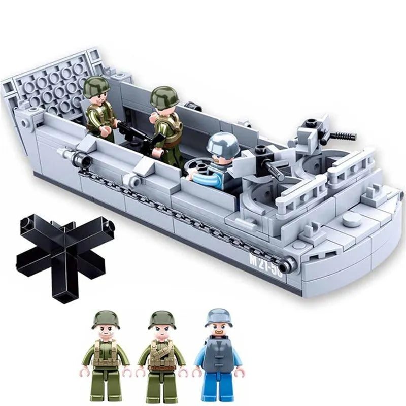 Building Blocks Military MOC WW2 US Higgins Landing Craft Bricks Toys - 1