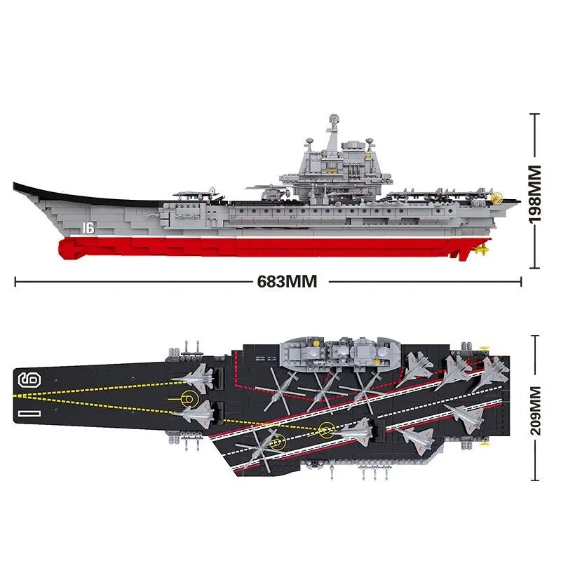 Building Blocks Military WW2 Aircraft Carrier Warship Bricks Toys - 4