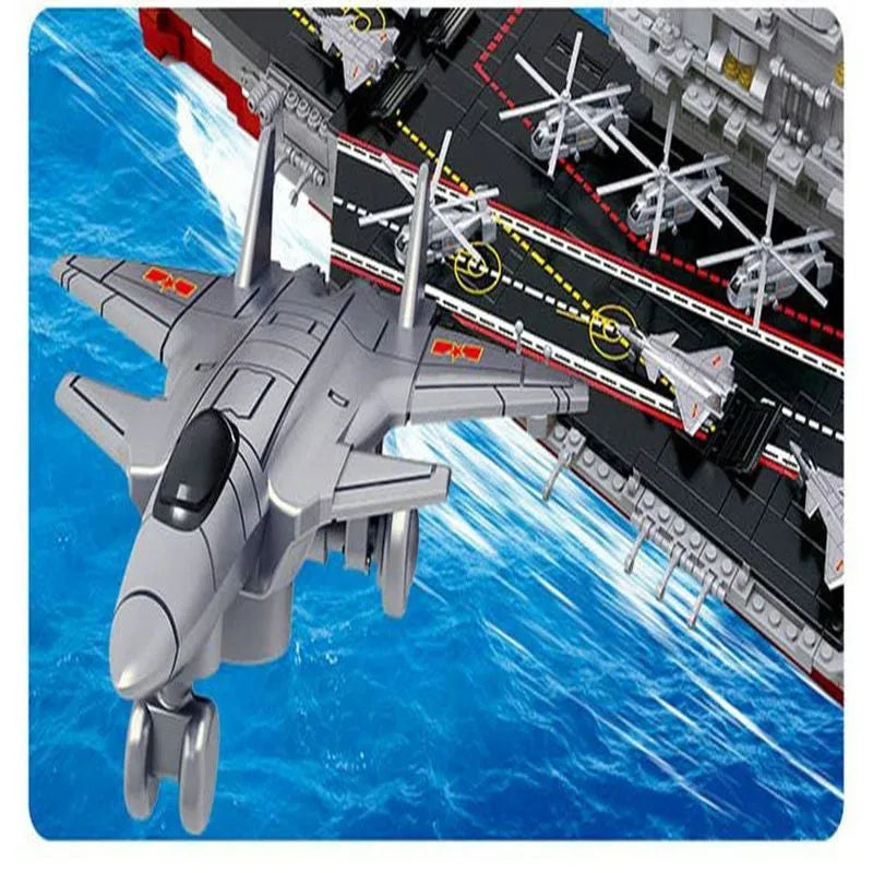 Building Blocks Military WW2 Aircraft Carrier Warship Bricks Toys - 10