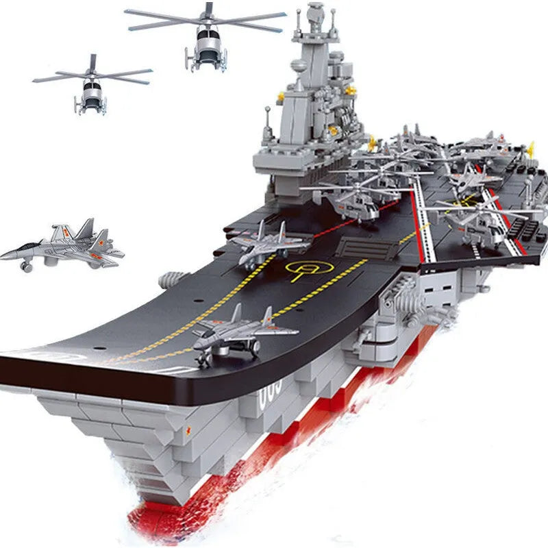 Building Blocks Military WW2 Aircraft Carrier Warship Bricks Toys - 2