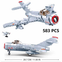 Thumbnail for Building Blocks Military WW2 Army MIG 15B Fighter Aircraft Bricks Toy - 3
