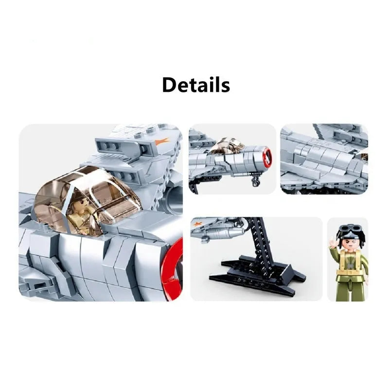 Building Blocks Military WW2 Army MIG 15B Fighter Aircraft Bricks Toy - 6