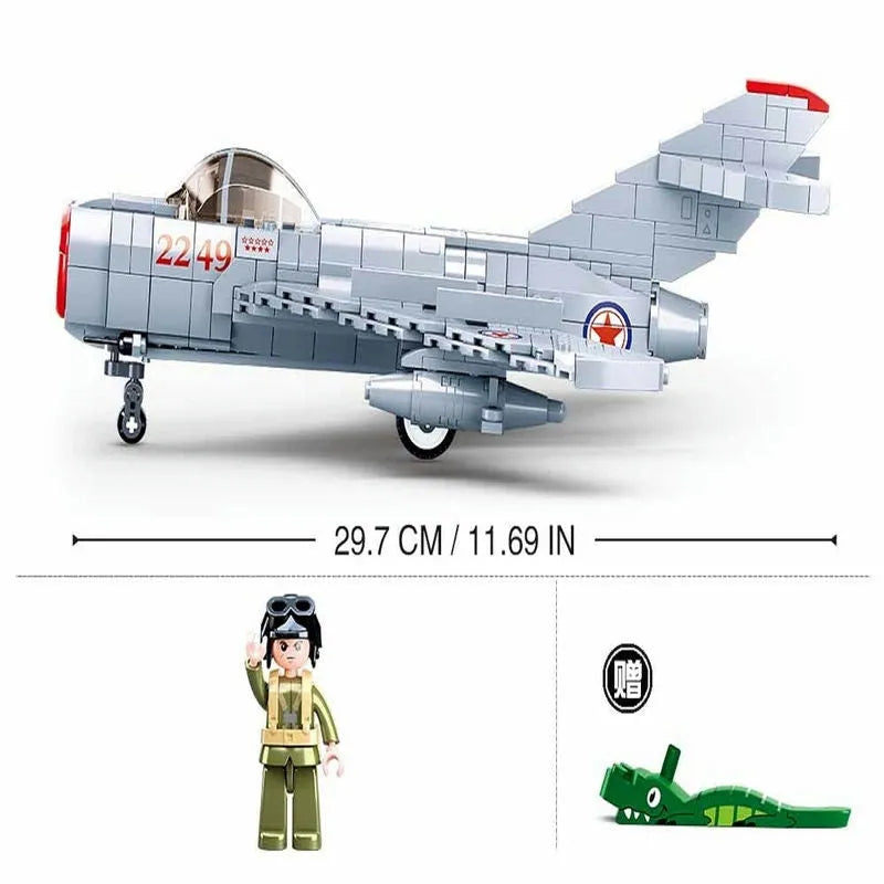 Building Blocks Military WW2 Army MIG 15B Fighter Aircraft Bricks Toy - 5