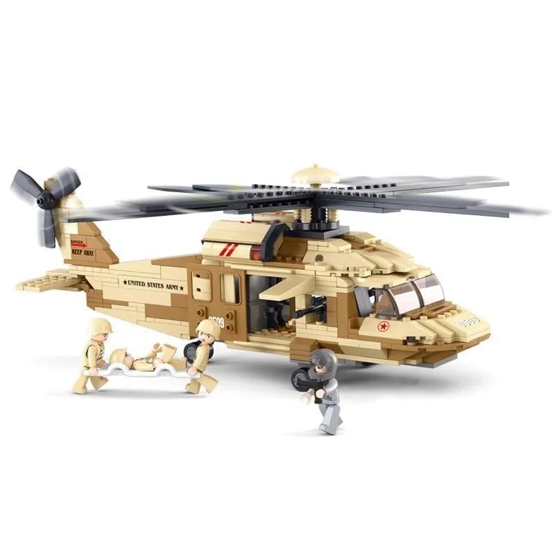 Building Blocks Military WW2 Army Transport Helicopter Bricks Toy - 1