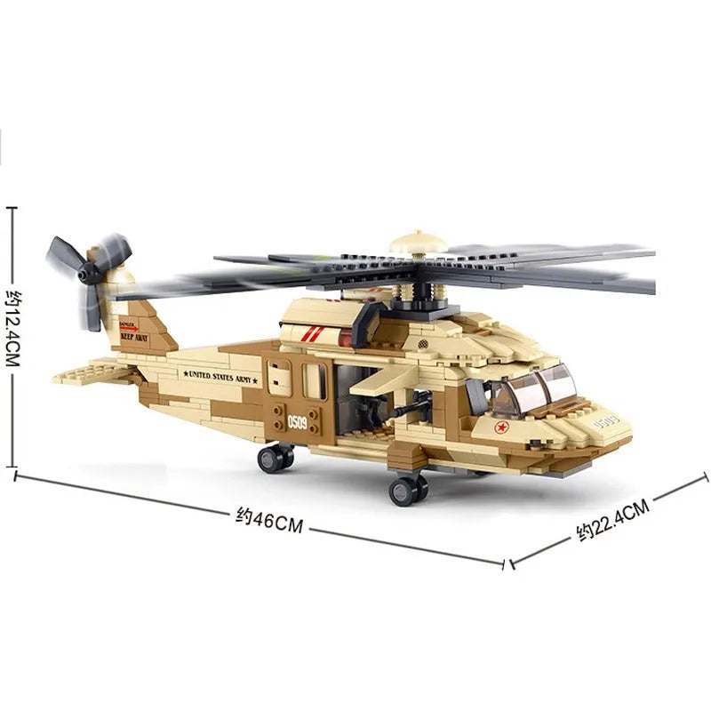 Building Blocks Military WW2 Army Transport Helicopter Bricks Toy - 3