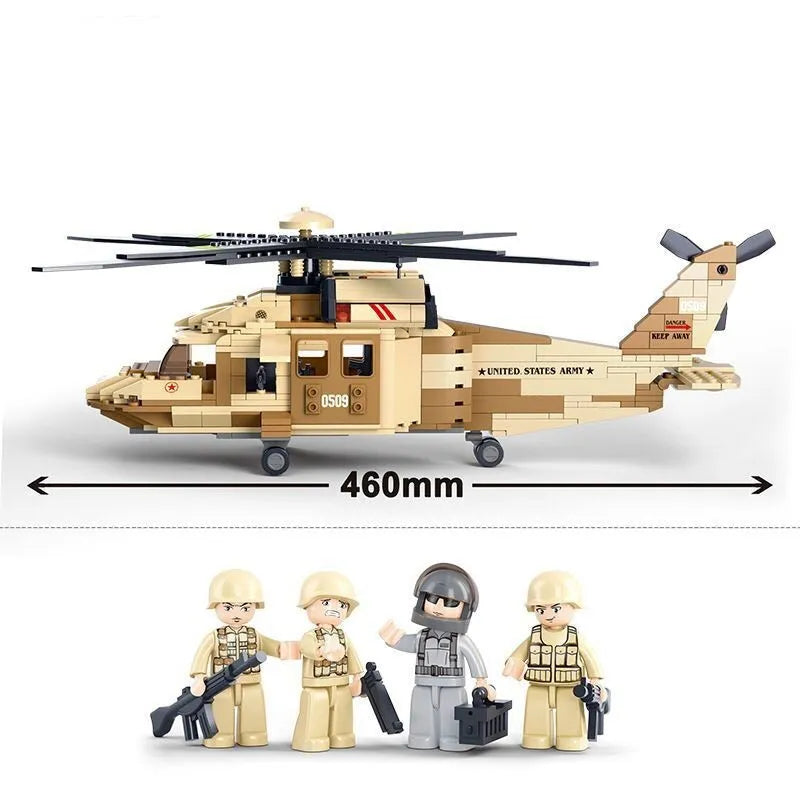 Building Blocks Military WW2 Army Transport Helicopter Bricks Toy - 2
