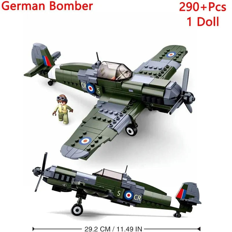 Building Blocks Military WW2 German Bomber Aircraft Bricks Toys - 2