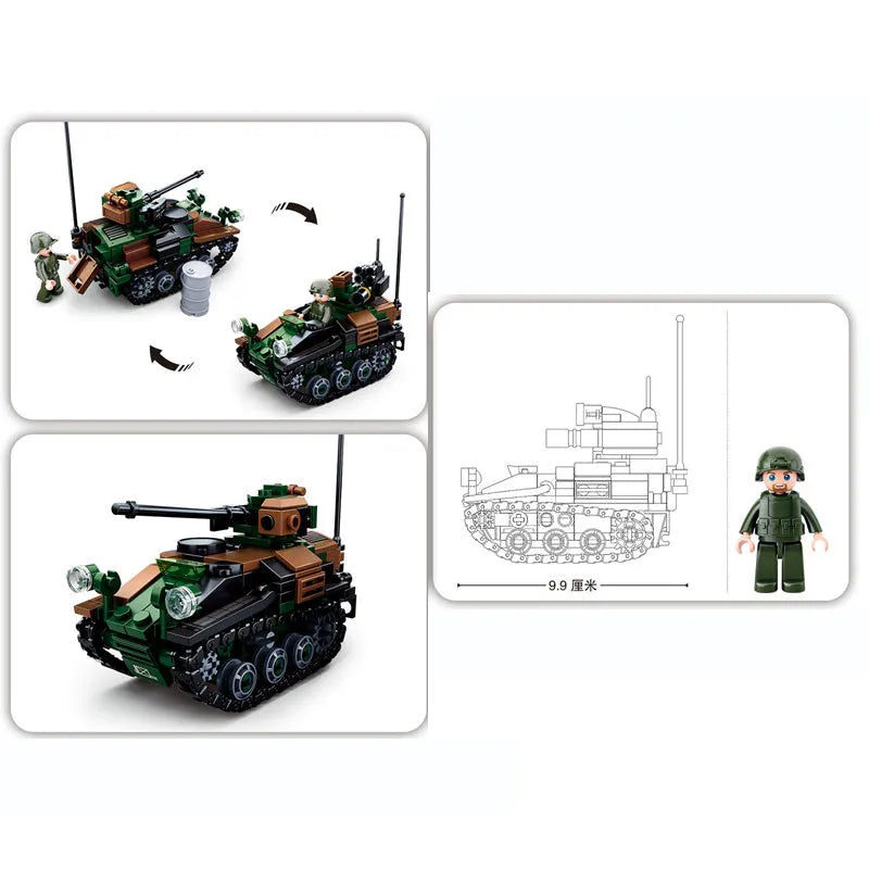 Building Blocks Military WW2 German WIESEL 1 Airborne Tank Bricks Toy - 4