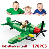 Thumbnail for Building Blocks Military WW2 Il2 Fighter Aircraft Bricks Toys - 7