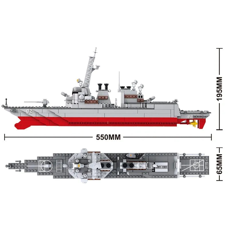 Building Blocks Military WW2 NAVY Destroyer Warship Cruiser Bricks Toys Construction Set Toys - 7