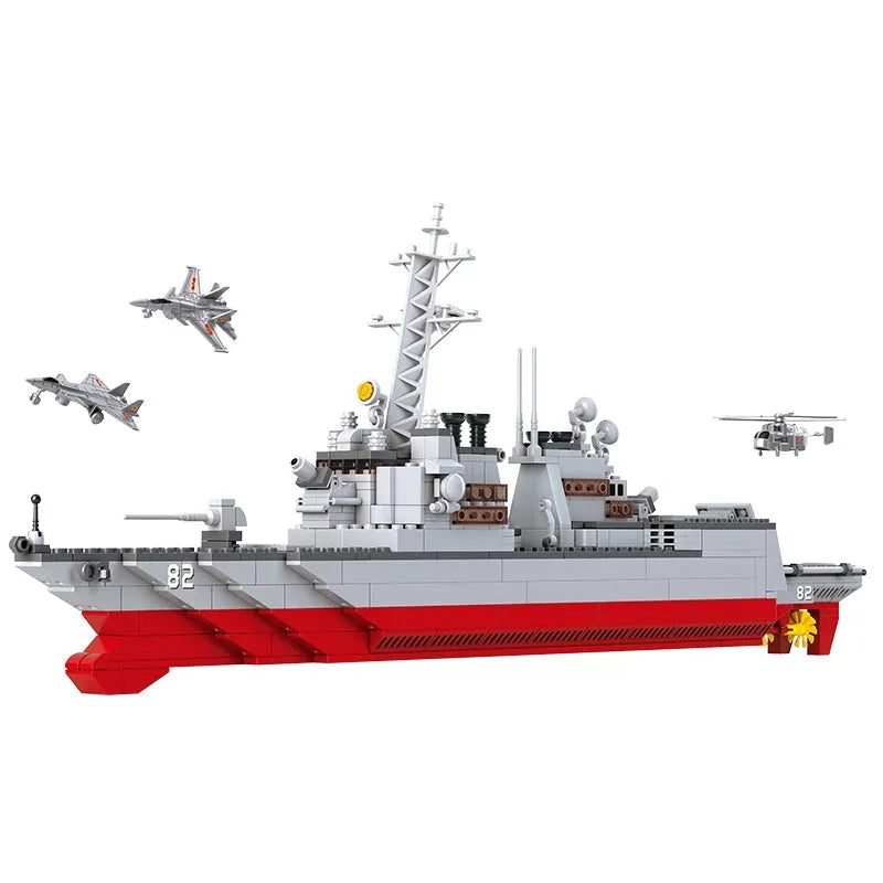 Building Blocks Military WW2 NAVY Destroyer Warship Cruiser Bricks Toys - 8