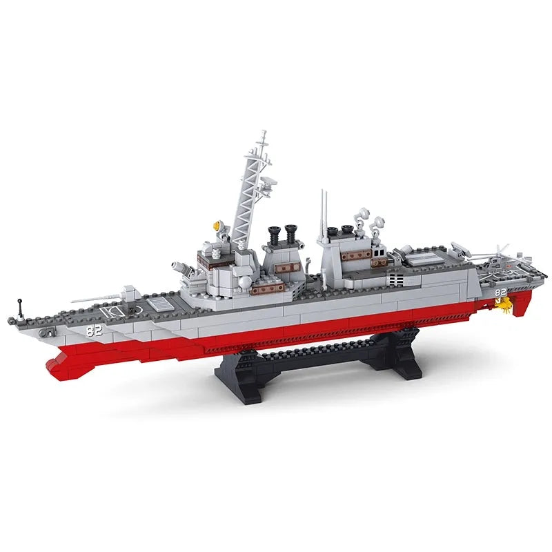 Building Blocks Military WW2 NAVY Destroyer Warship Cruiser Bricks Toys - 1