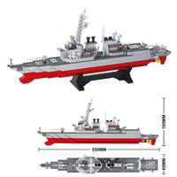 Thumbnail for Building Blocks Military WW2 NAVY Destroyer Warship Cruiser Bricks Toys Construction Set Toys - 6