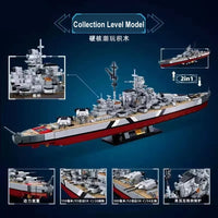 Thumbnail for Building Blocks Military WW2 Navy KMS Bismarck Battleship Bricks Toy - 4