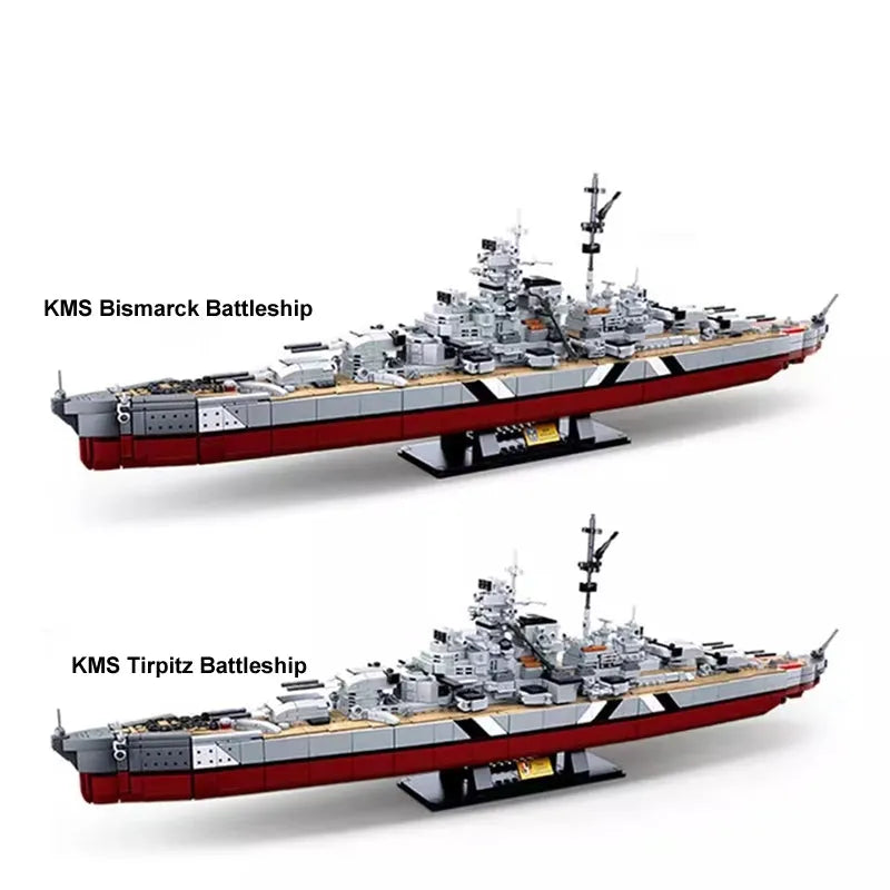 Building Blocks Military WW2 Navy KMS Bismarck Battleship Bricks Toy - 6