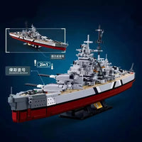 Thumbnail for Building Blocks Military WW2 Navy KMS Bismarck Battleship Bricks Toy - 5