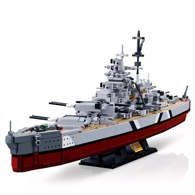 Building Blocks Military WW2 Navy KMS Bismarck Battleship Bricks Toy - 1