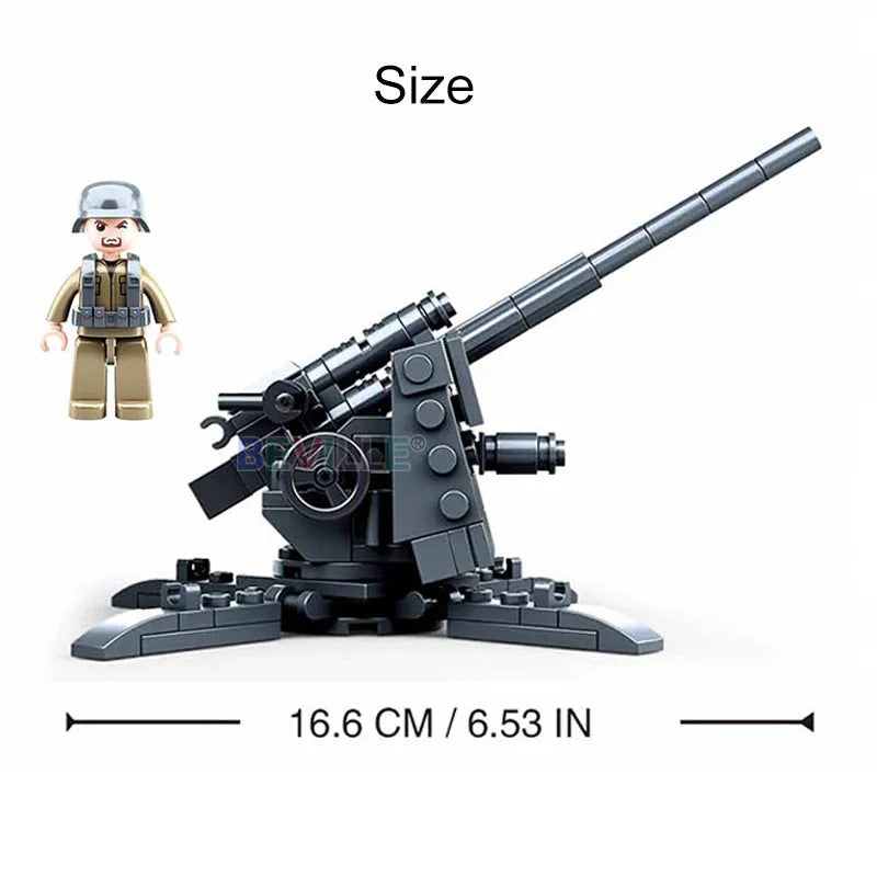 Building Blocks Military WW2 Normandy Landing 88MM Anti-Tank Gun Bricks Toy - 2
