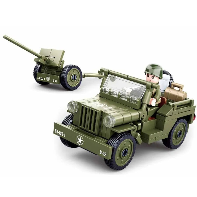Building Blocks Military WW2 Normandy Landing US WILLYS Jeep Bricks Toy - 1