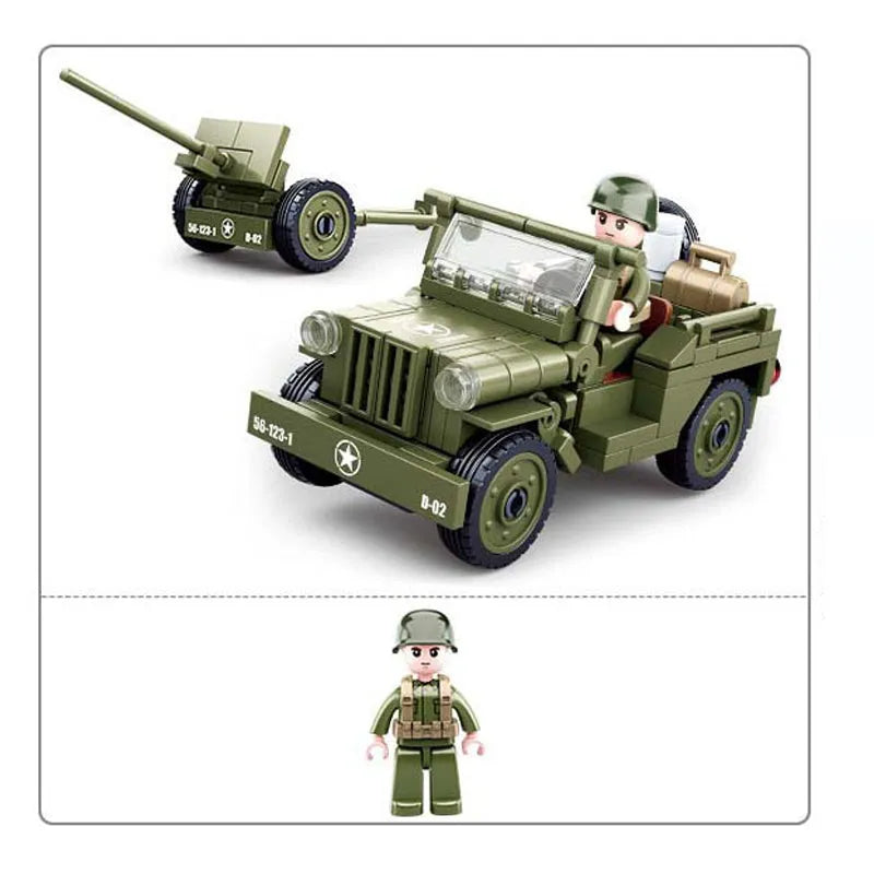 Building Blocks Military WW2 Normandy Landing US WILLYS Jeep Bricks Toy - 3