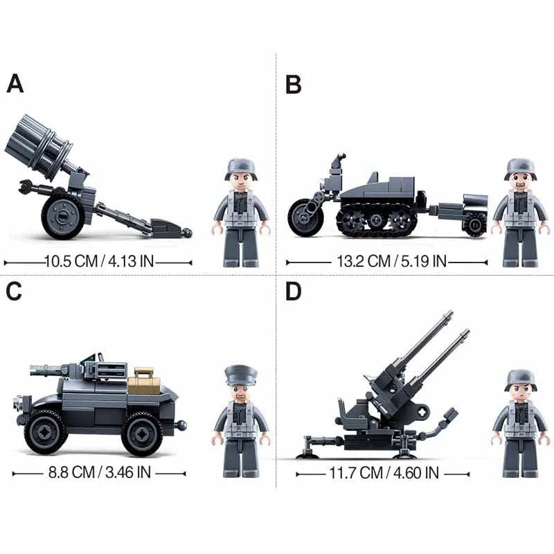 Building Blocks Military WW2 North Africa Battle Anti Aircraft Gun Bricks Toy - 3