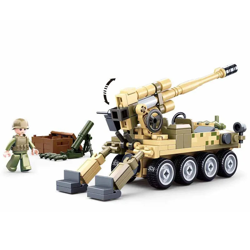 Building Blocks Military WW2 Self - Propelled 120MM Artillery Bricks Toy - 3