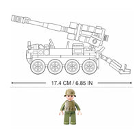 Thumbnail for Building Blocks Military WW2 Self - Propelled 120MM Artillery Bricks Toy - 2