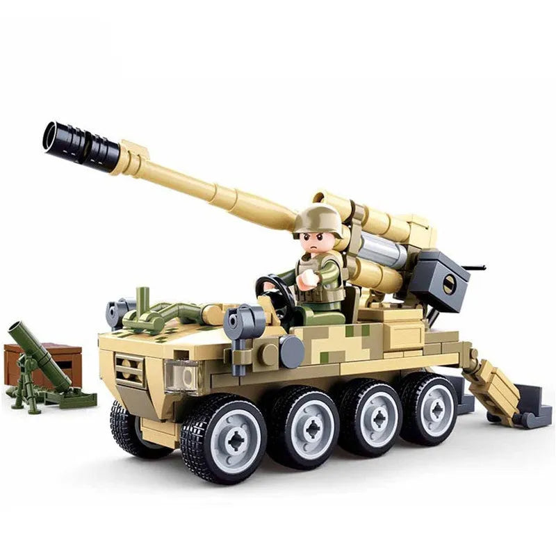 Building Blocks Military WW2 Self - Propelled 120MM Artillery Bricks Toy - 1