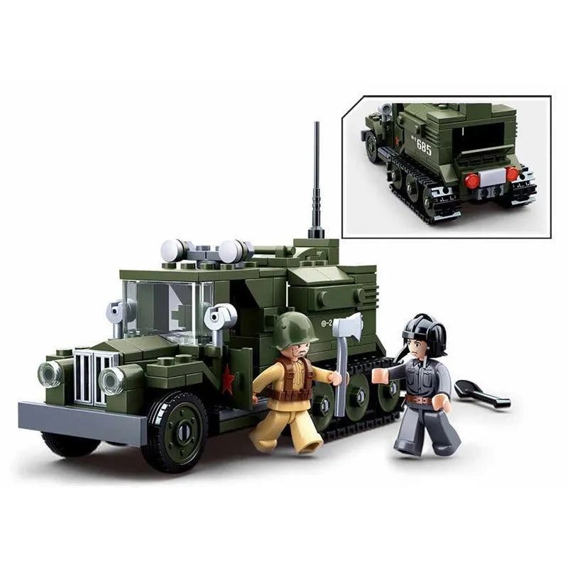 Building Blocks Military WW2 Soviet GAZ Half Track Car Truck Bricks Toy - 3