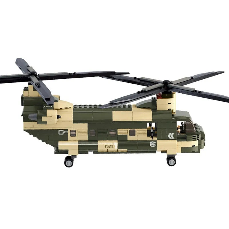Building Blocks Military WW2 Transport Army Helicopter Bricks Toy - 3