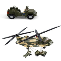 Thumbnail for Building Blocks Military WW2 Transport Army Helicopter Bricks Toy - 5