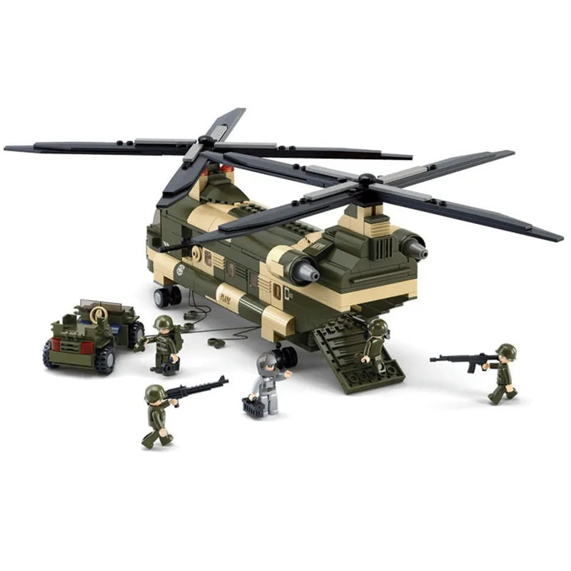 Building Blocks Military WW2 Transport Army Helicopter Bricks Toy - 2