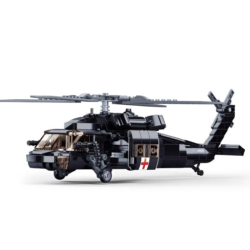Building Blocks Military WW2 UH - 60 Attack Helicopter Bricks Toy - 2