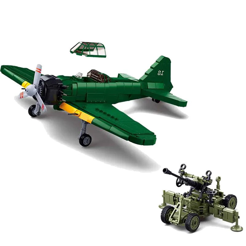 Building Blocks MOC Military Aircraft WW2 M6M Attack Plane Bricks Toy - 2