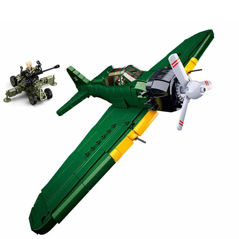 Building Blocks MOC Military Aircraft WW2 M6M Attack Plane Bricks Toy - 1