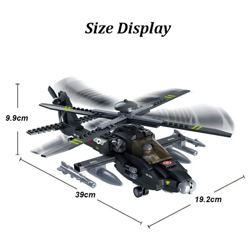 Building Blocks MOC Military Armed US Attack Helicopter Bricks Toy - 2