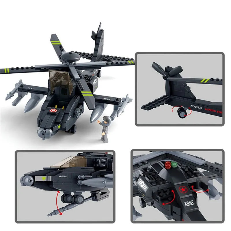 Building Blocks MOC Military Armed US Attack Helicopter Bricks Toy - 6