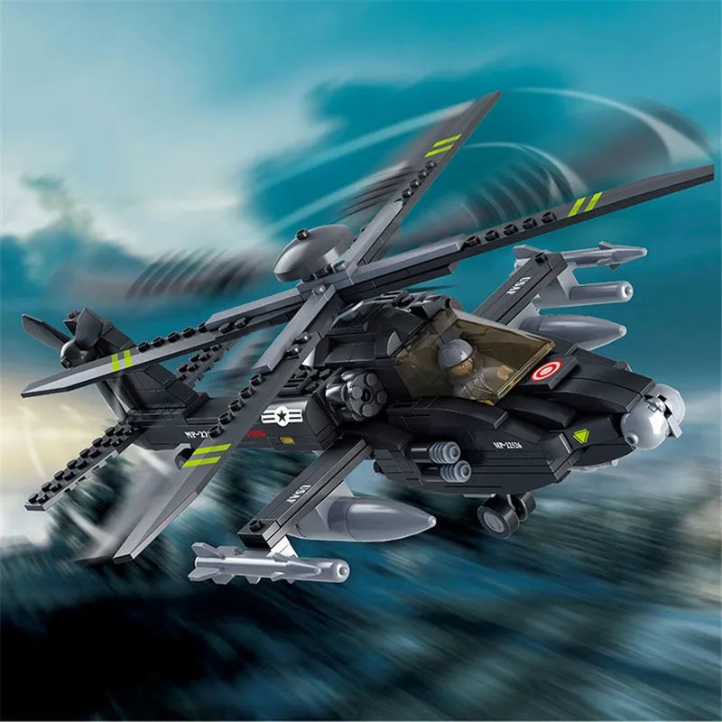 Building Blocks MOC Military Armed US Attack Helicopter Bricks Toy - 3