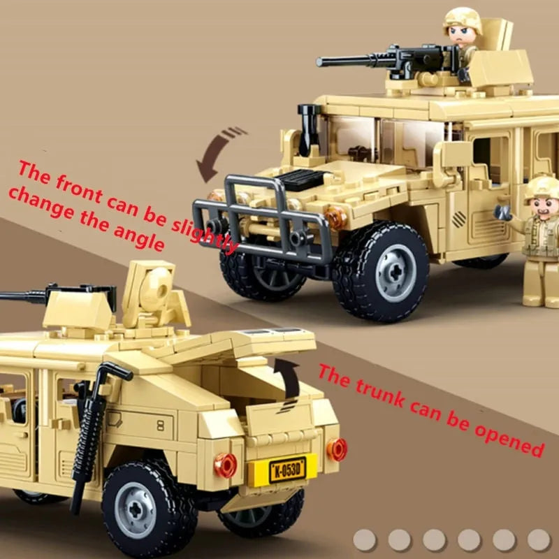 Building Blocks MOC Military Armored Humvee H1 Off-Road Car Bricks Toy - 6