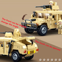Thumbnail for Building Blocks MOC Military Armored Humvee H1 Off-Road Car Bricks Toy - 6