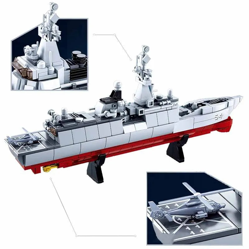 Building Blocks MOC Military NAVY 054A Escort Warship Bricks Toy - 3