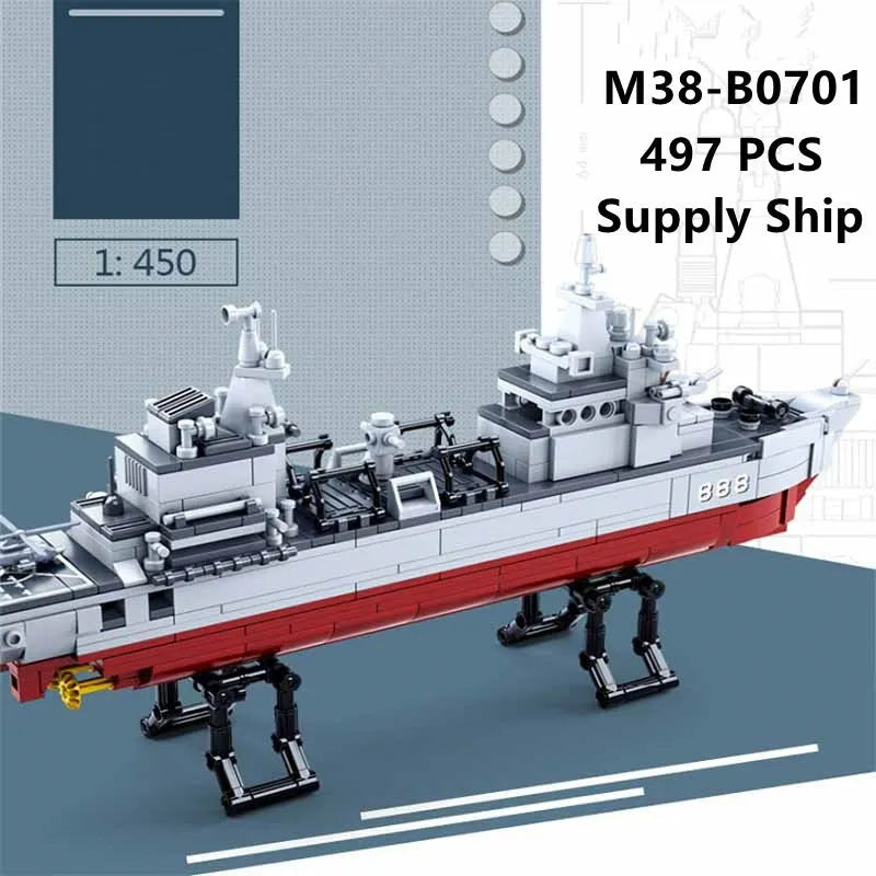 Building Blocks MOC Military Navy 906B Supply Vessel Bricks Toys - 6