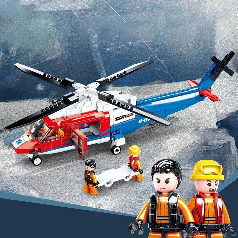 Building Blocks MOC Military Sea Army Rescue Helicopter Bricks Kids Toys - 2