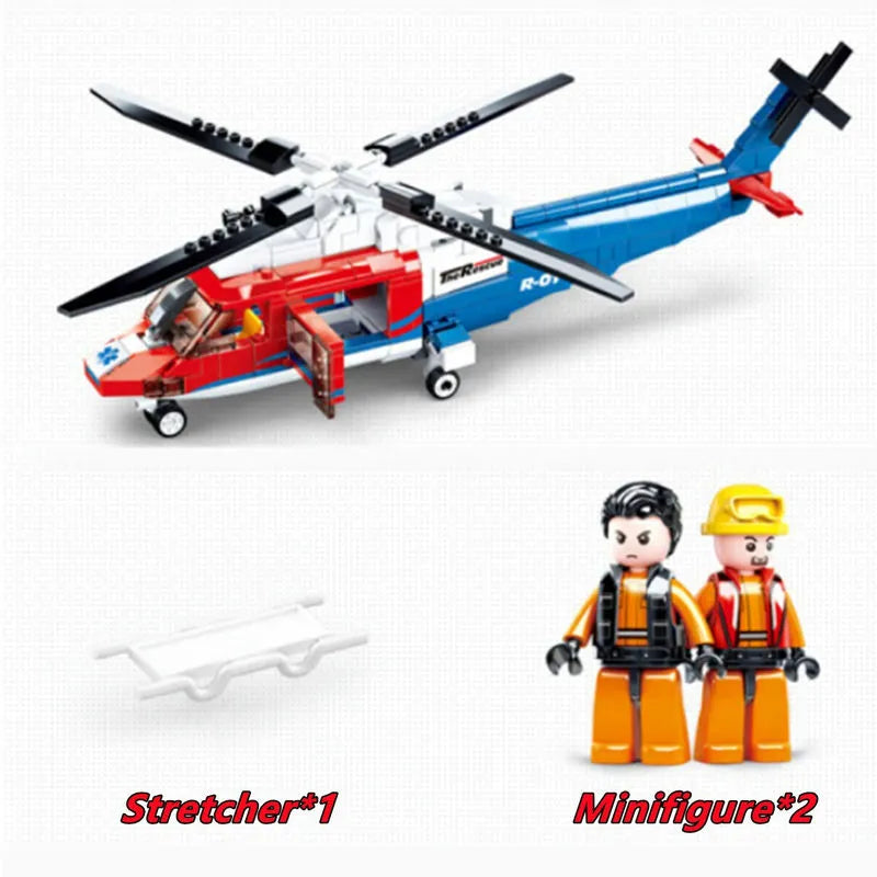 Building Blocks MOC Military Sea Army Rescue Helicopter Bricks Kids Toys - 3