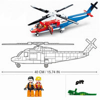 Thumbnail for Building Blocks MOC Military Sea Army Rescue Helicopter Bricks Kids Toys Construction Set Toys - 4