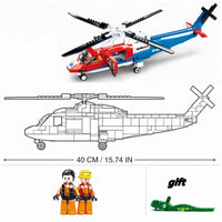 Thumbnail for Building Blocks MOC Military Sea Army Rescue Helicopter Bricks Kids Toys - 4