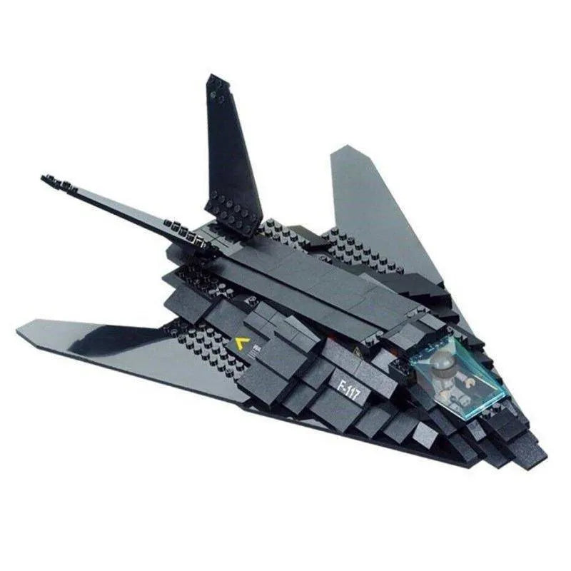 Building Blocks MOC Military Stealth Bomber Jet F - 117 Aircraft Bricks Toys - 6