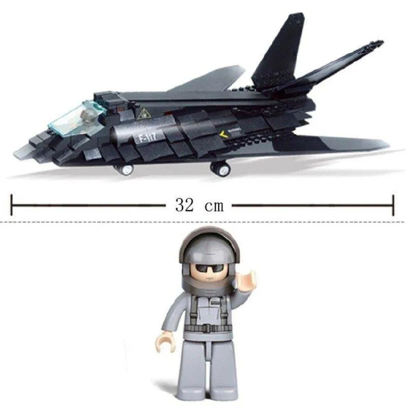 Building Blocks MOC Military Stealth Bomber Jet F - 117 Aircraft Bricks Toys - 4